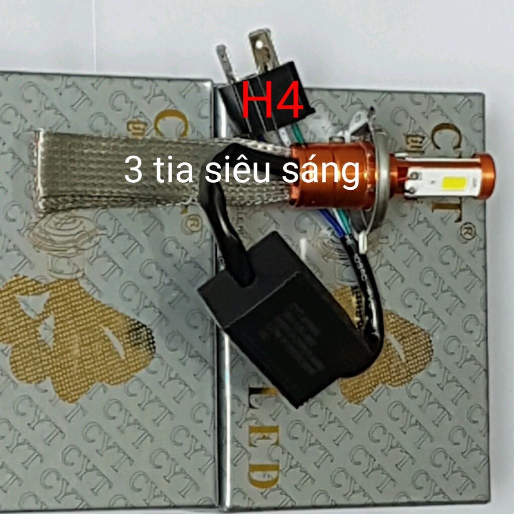 LED PHA XE MÁY C-Y-T  3 Tim led  H4 (hàng không cần chuyển điện)