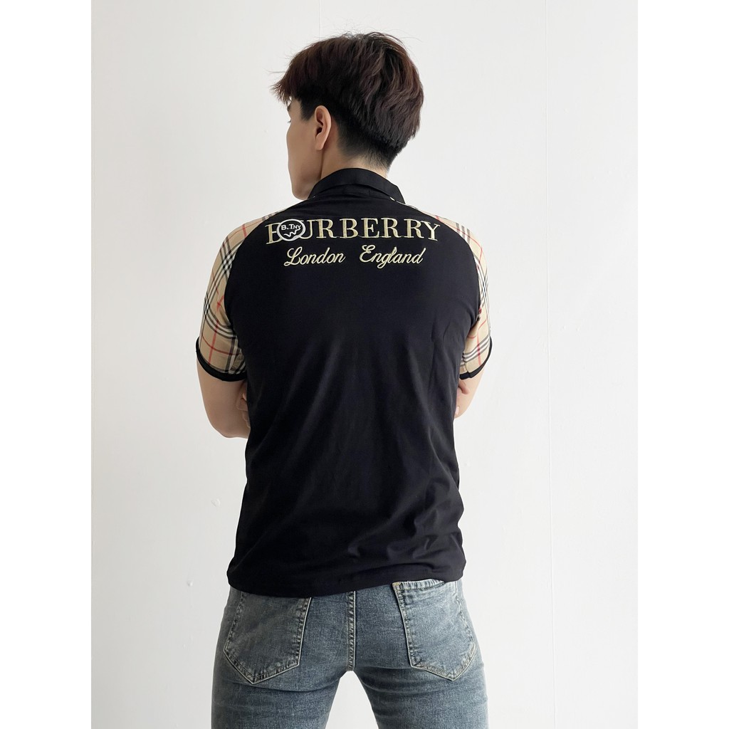 Áo thun nam cổ trụ ngắn tay BURBERRY chất liệu cotton cao cấp