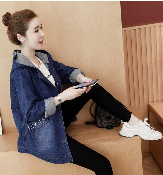 [HCM]ÁO KHOÁC JEAN THÊU CHỮ CÓ NÓN