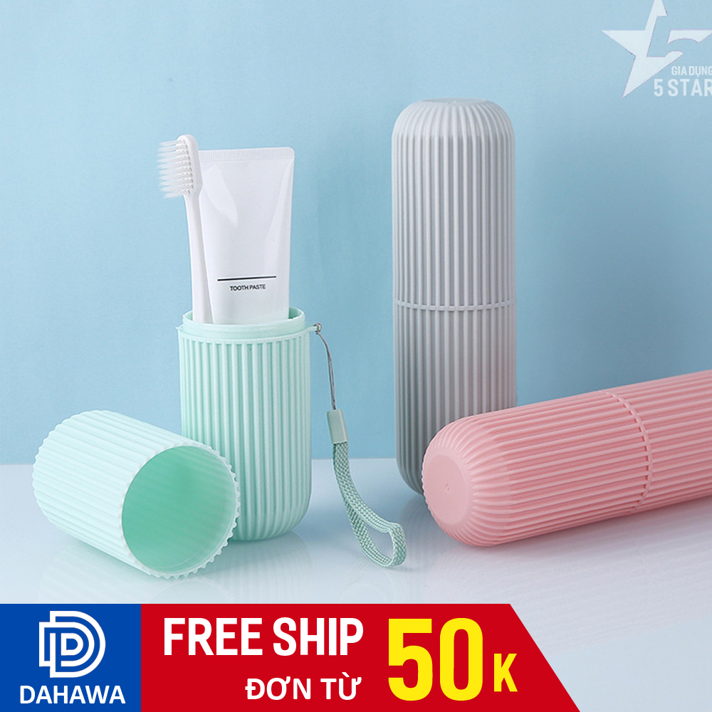 Hợp đựng bàn chải, kem đánh răng tiện dụng, nhựa dẻo, vân sọc, dễ sử dụng, có dây treo tiện lợi