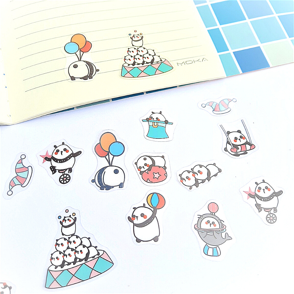 [HCM]Bộ 40 Sticker Hình Dán Mini Gấu Trúc - Rong Chơi Mẫu 2