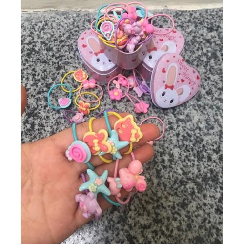 Hộp 20 Dây Cột Tóc, Dây Cột Tóc Cho Bé Yêu