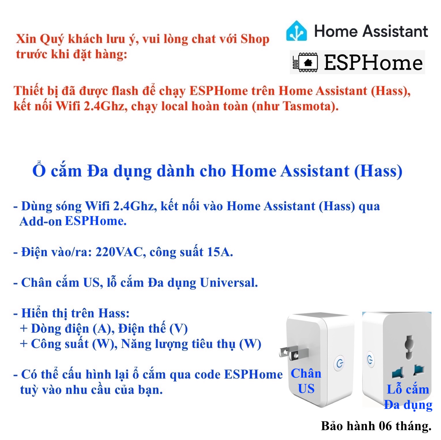 Ổ cắm thông minh Wifi, App Smart Life / Tuya Smart -