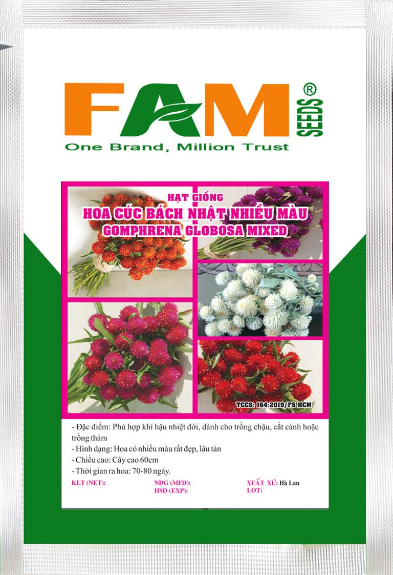 [HCM]Hạt Giống Hoa Cúc Bách Nhật Nhiều Màu (Hoa Nở Ngày) - Gói 0.5gr