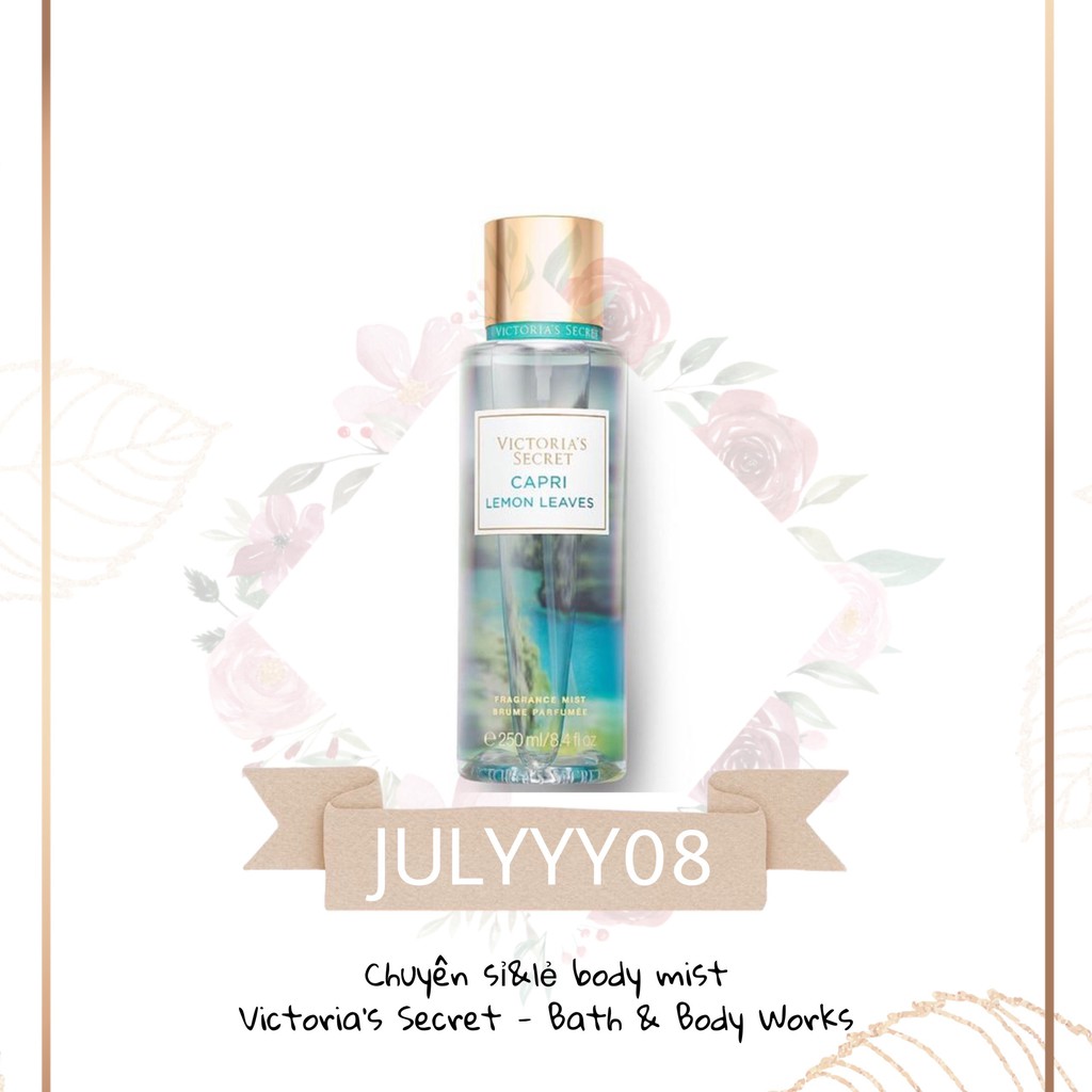 Xịt thơm 𝗩𝗜𝗖𝗧𝗢𝗥𝗜𝗔'𝗦 𝗦𝗘𝗖𝗥𝗘𝗧 capri lemon leaves 30ml/50ml/100ml +jɥƚÿ08+