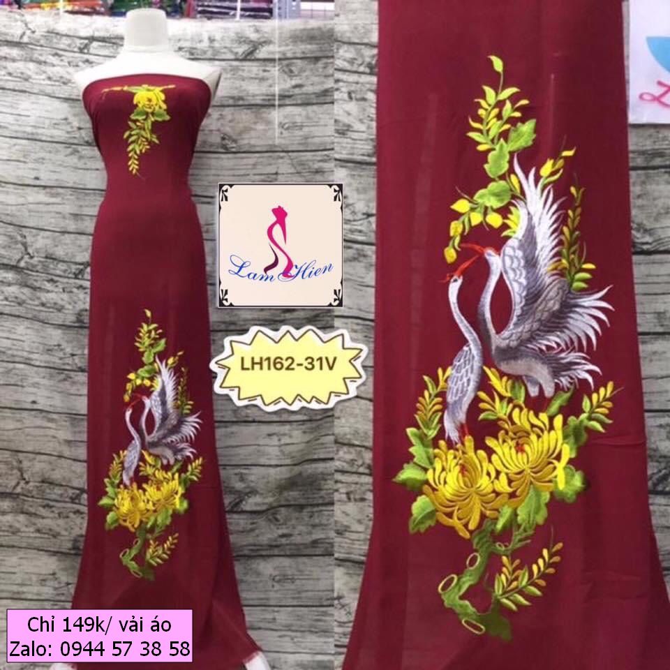 Lâm Hiền-vải áo dài thêu LH162