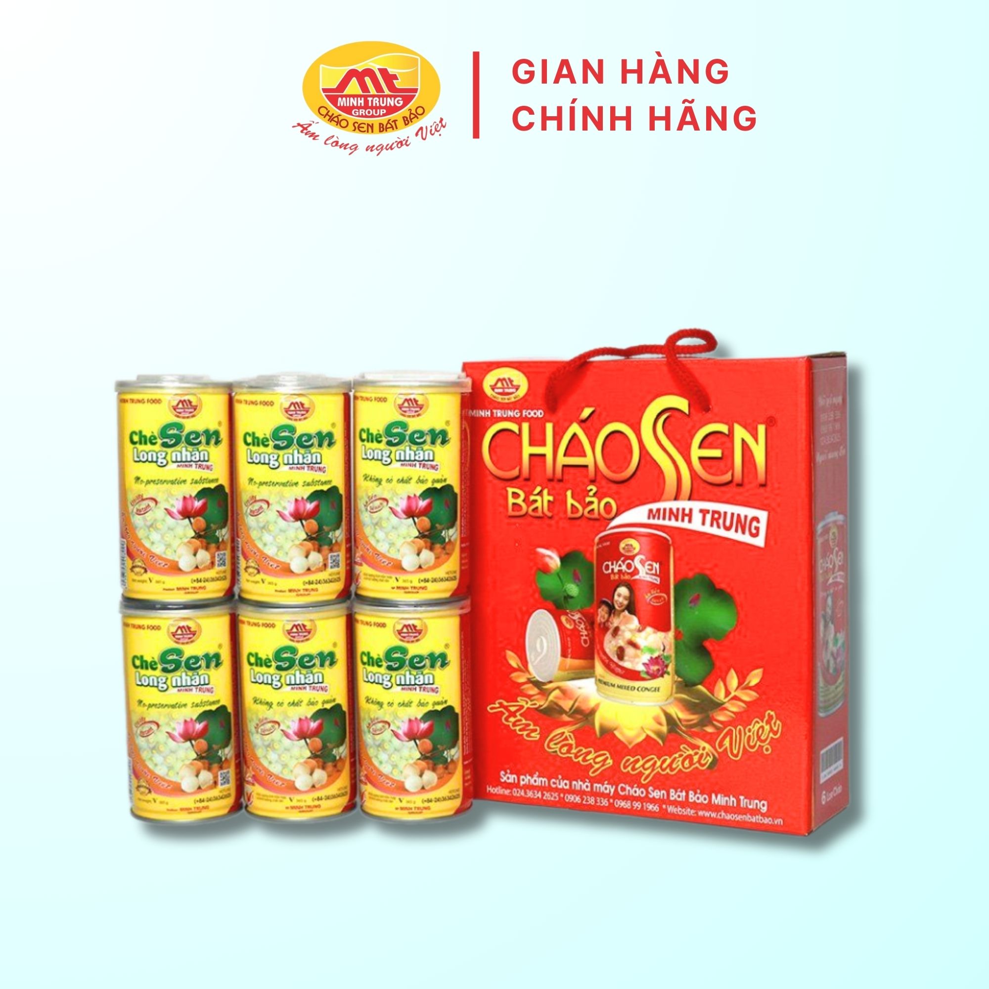 Minh Trung Lotus and Longan Tea 365g - Lotus and Longan Tea 6 (Combo of 6 Cans)