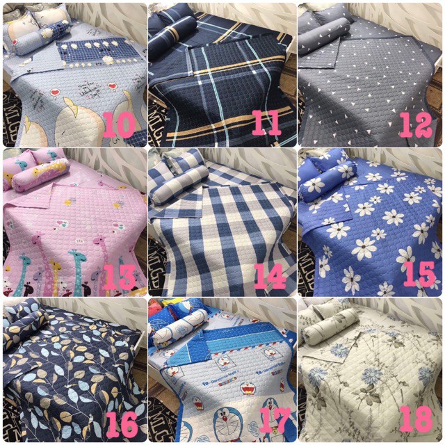 [HCM]Bộ ga gối Drap 1m2 Cotton Poly Vikona mã 04