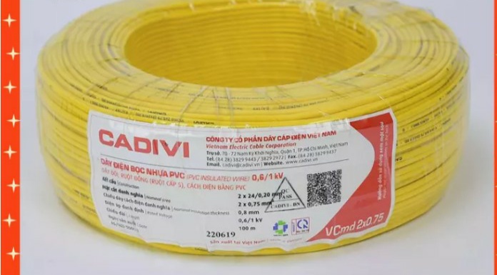 DÂY ĐIỆN ĐÔI 2X0.75 (  ĐÔI 24 ) CADIVI CUỘN 100 MÉT