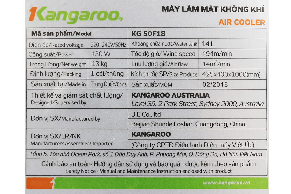 [HCM]Quạt điều hòa Kangaroo KG50F18 (Sản phẩm trưng bày mới 99%)