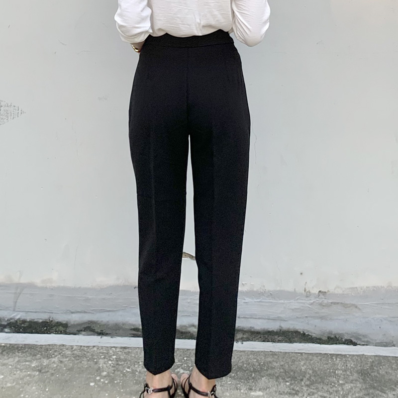 Quần dài nữ ống nhỏ lưng chum xâu khoen B vải tuyết mưa thời trang công sở QTM06