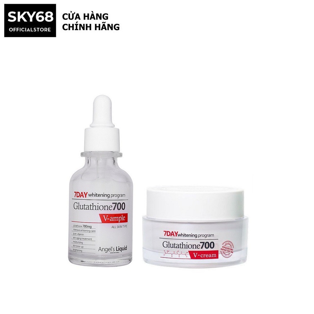 Combo Dưỡng Trắng Da 7DAY Angel's Liquid Whitening Program Gutathione 700V ( Serum & Cream )