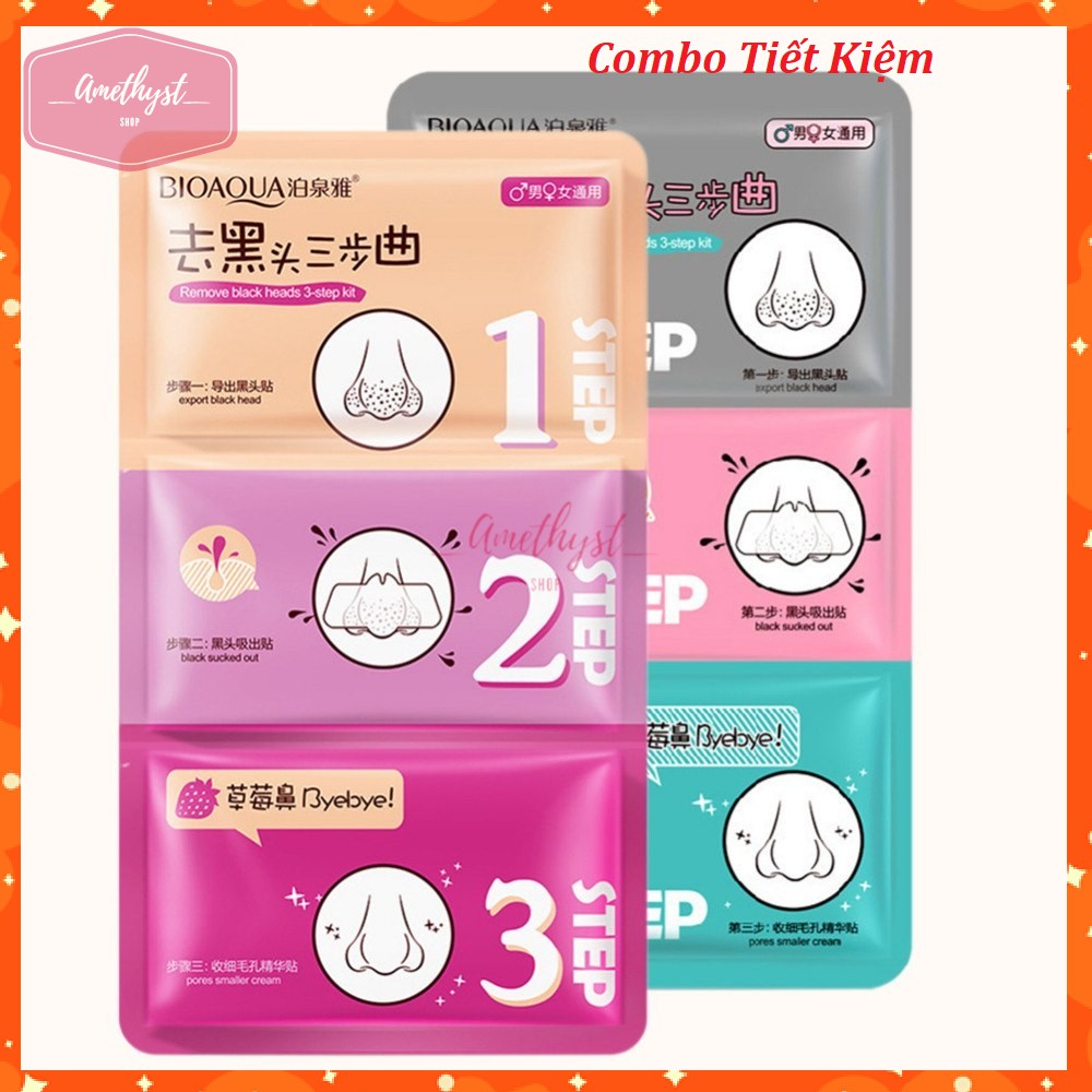 COMBO 10 Set Lột Mụn Mũi Bioaqua Remove Black Heads 3 Step Kit