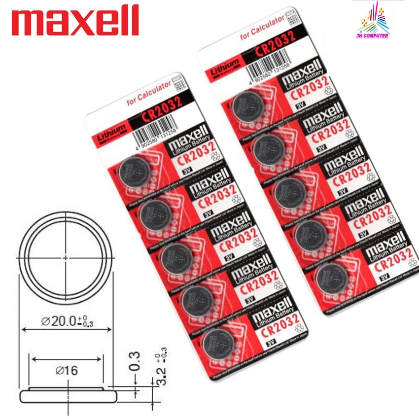 Vỉ 5 viên pin nút MAXELL CR2032 Lithium 3V
