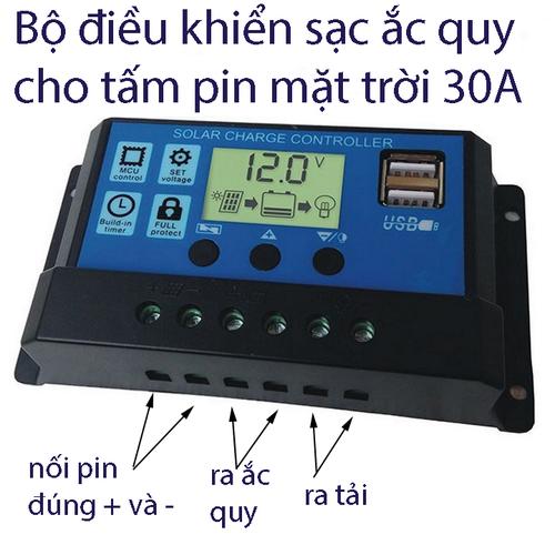 Bộ điều khiển sạc năng lượng mặt trời 30A/ 360W Smart power loại tốt nhât tự động nhận bình 12-24A, sạc pin nang lượng mặt trời , pin năng lượng mặt trời,