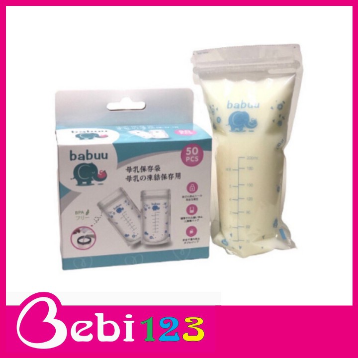 Hộp 50 túi trữ sữa Nhật Bản 250ml Babuu Baby tiện lợi cho mẹ