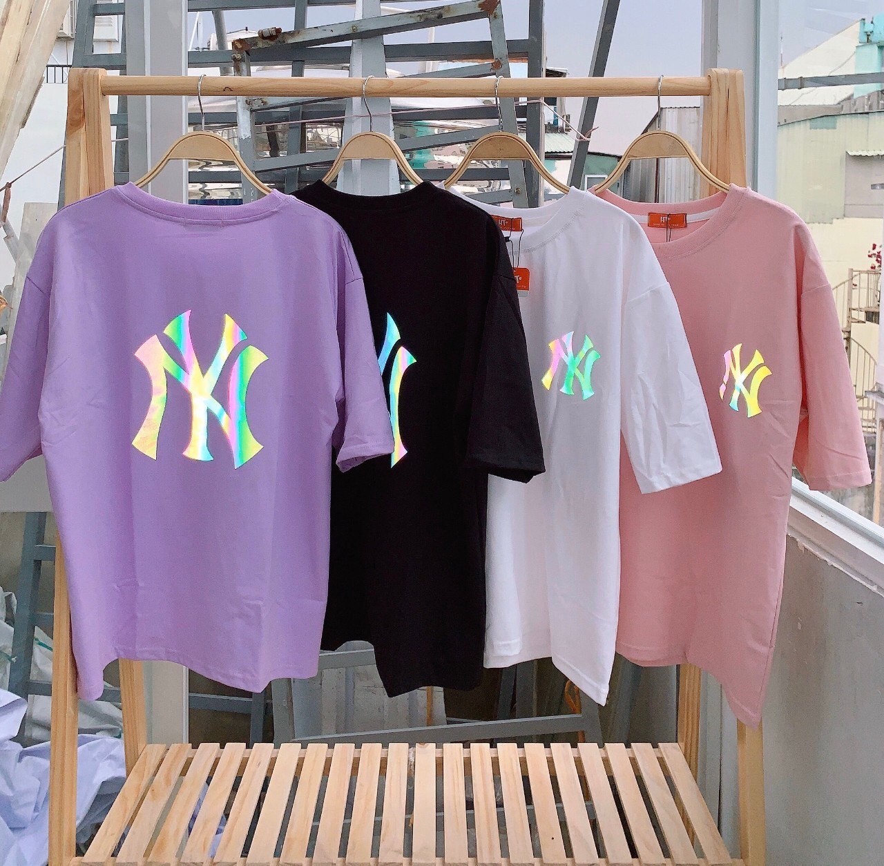 [HCM]Áo thun phản quang 7 màu siêu hot  in chữ NY lòng  chất cotton 4 chiều bao dày đẹp tp