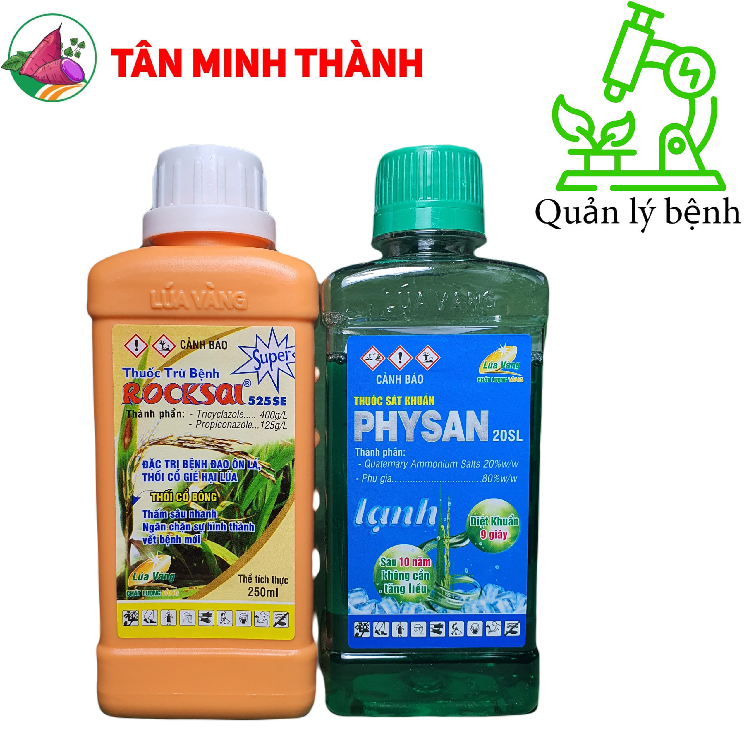 Rocsai Physan quản lý cả nấm và khuẩn, đạo ôn, vàng lá, thối cổ gié, lem lép hạt