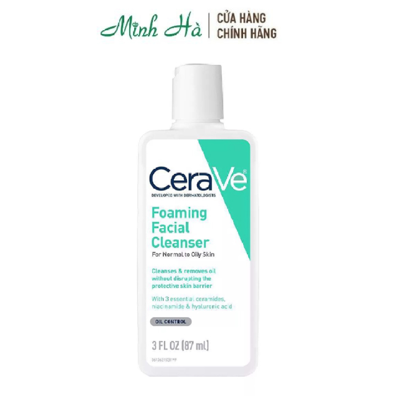 Sữa rửa mặt Cerave Foaming Facial Cleanser 87ml dành cho da thường và da dầu