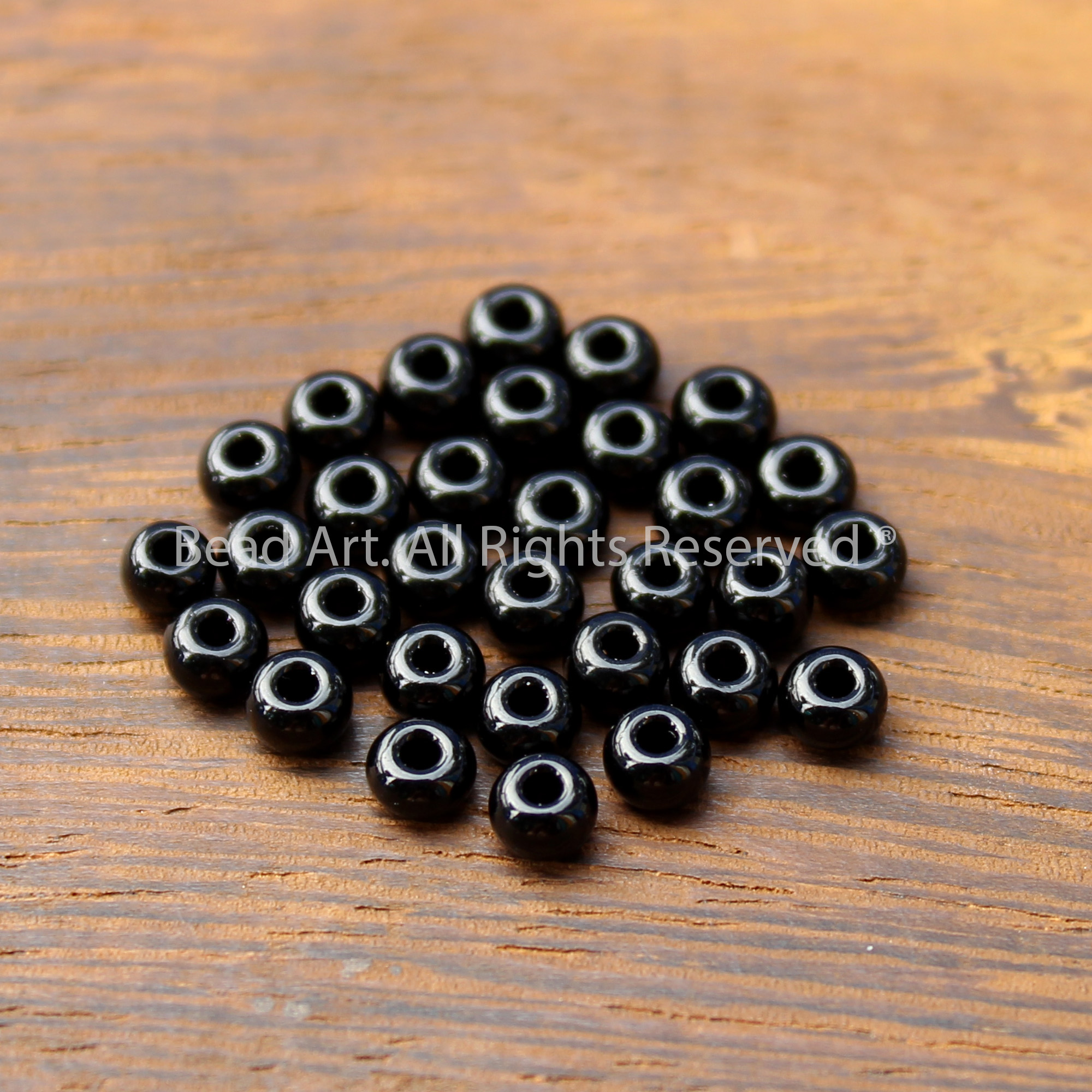 Set 30 Hạt Cườm Màu Đen (Đục) Cao Cấp Xuất Xứ Czech 3.5mm, Làm Trang Sức, Vòng Tay, Chuỗi Hạt