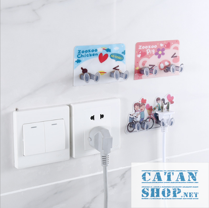 [HCM]Móc Dán Tường đôi Kẹp Giữ Phích Cắm Điện/ Kê Đỡ Sạc Điện Thoại - Móc Treo Đồ Đa Năng GD391-TreoDDien-DOI