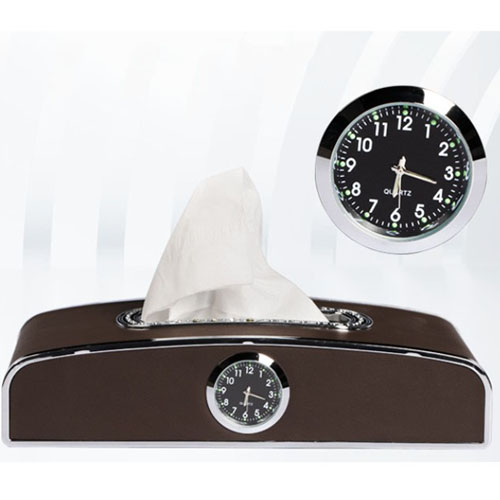 5 màu Hộp Đựng Giấy Ăn Trên ô tô ( 3 trong 1 kiêm đồng hồ , đựng giấy ăn và bảng ghi số điện thoại khi đỗ xe ) Hộp giấy ăn đẳng cấp tặng kèm miếng lót chống trượt trên xe hơi