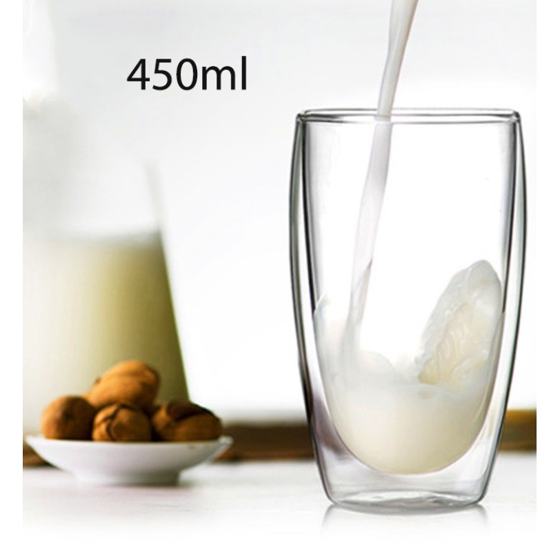 Cốc ly thủy tinh 2 lớp giữ nhiệt lâu bằng thủy tinh uống trà và cafe 240ml -350ml-450ml đẹp dày dặn cao cấp giá rẻ