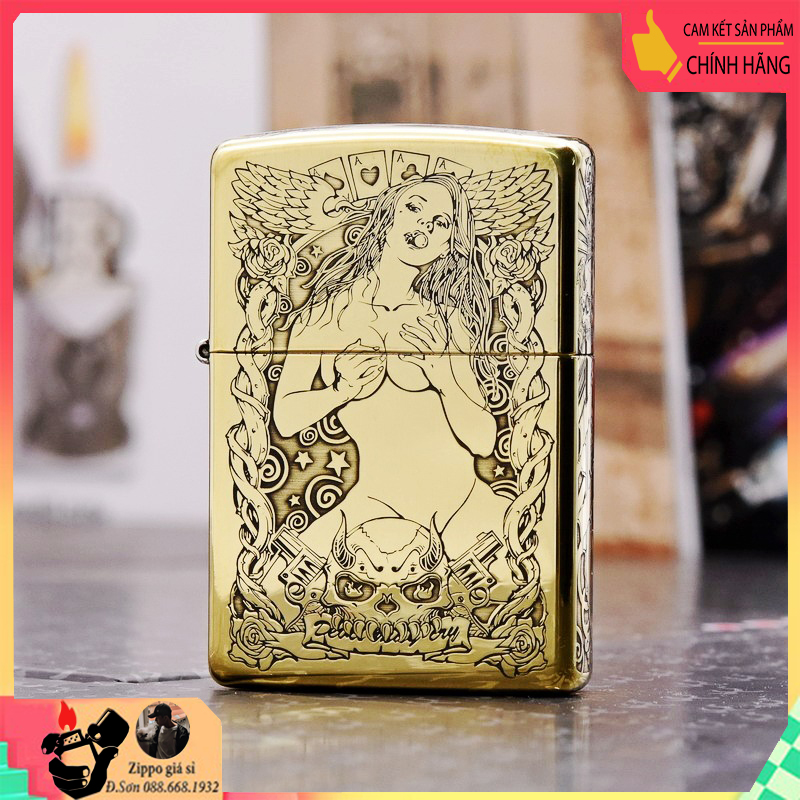Bật Lửa Zippo đồng khắc cô gái sexy quyến rũ