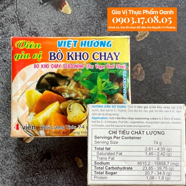 Vegetarian beef stew seasoning cubes Viet Huong