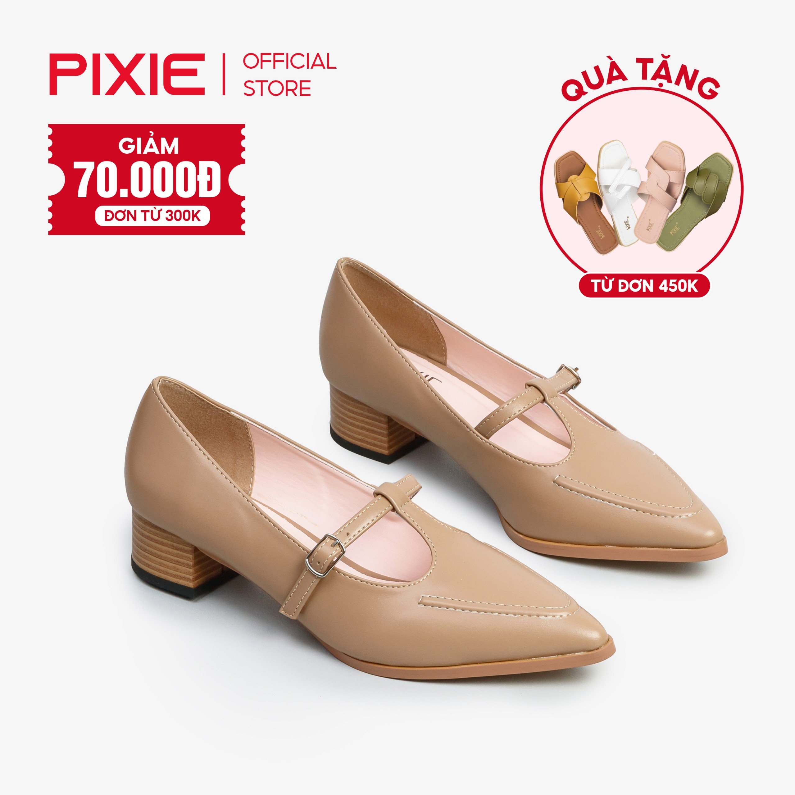 Giày cao gót 3cm quai ngang pixie h220