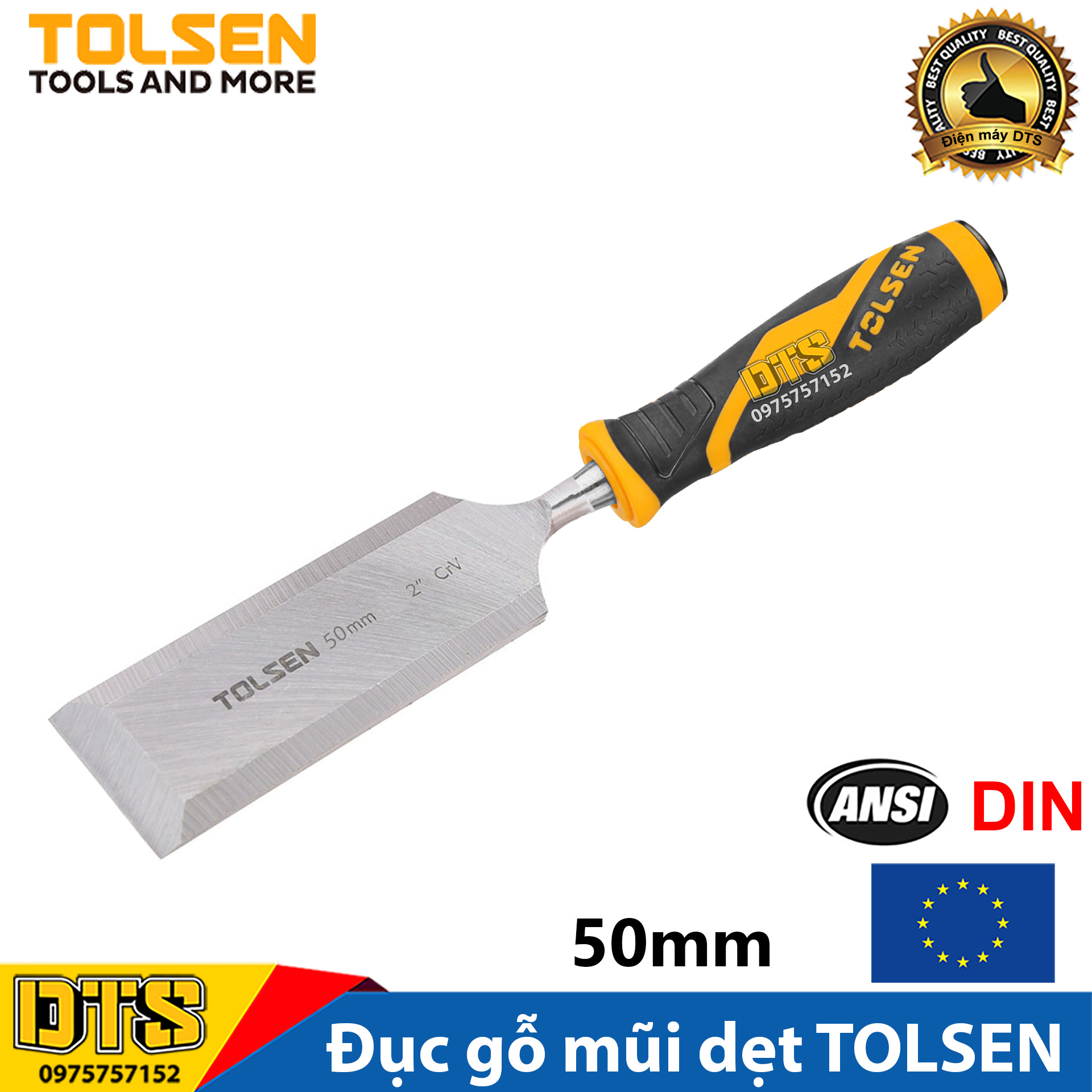 Đục gỗ mũi dẹt cầm tay chuẩn công nghiệp TOLSEN 50mm (2 inch) - Tiêu chuẩn xuất khẩu Châu Âu