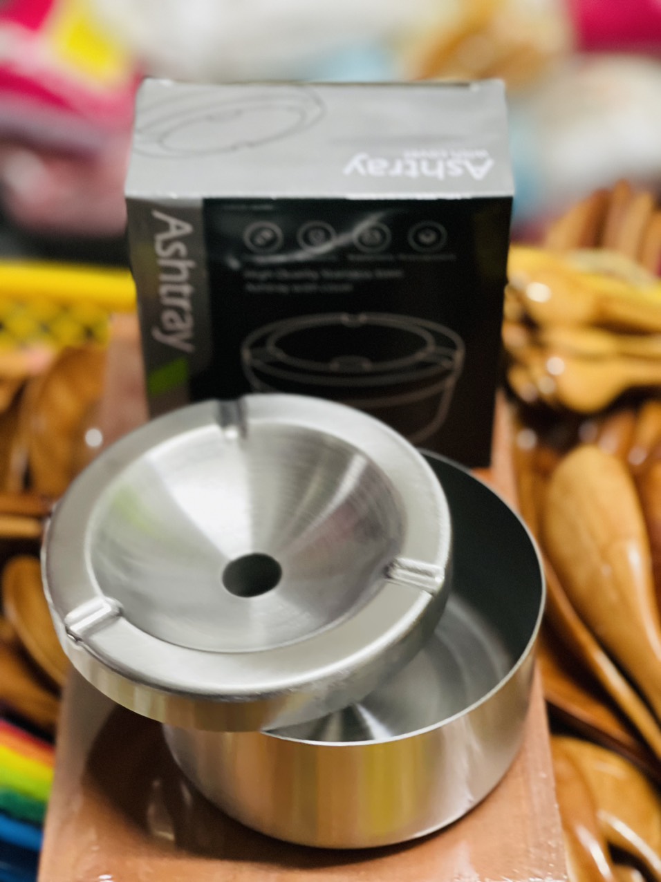Gạt Tàn Cao Cấp (Inox vàng ĐK: 10cm; Inox trắng ĐK: 12cm) - INOX 304 loại dày