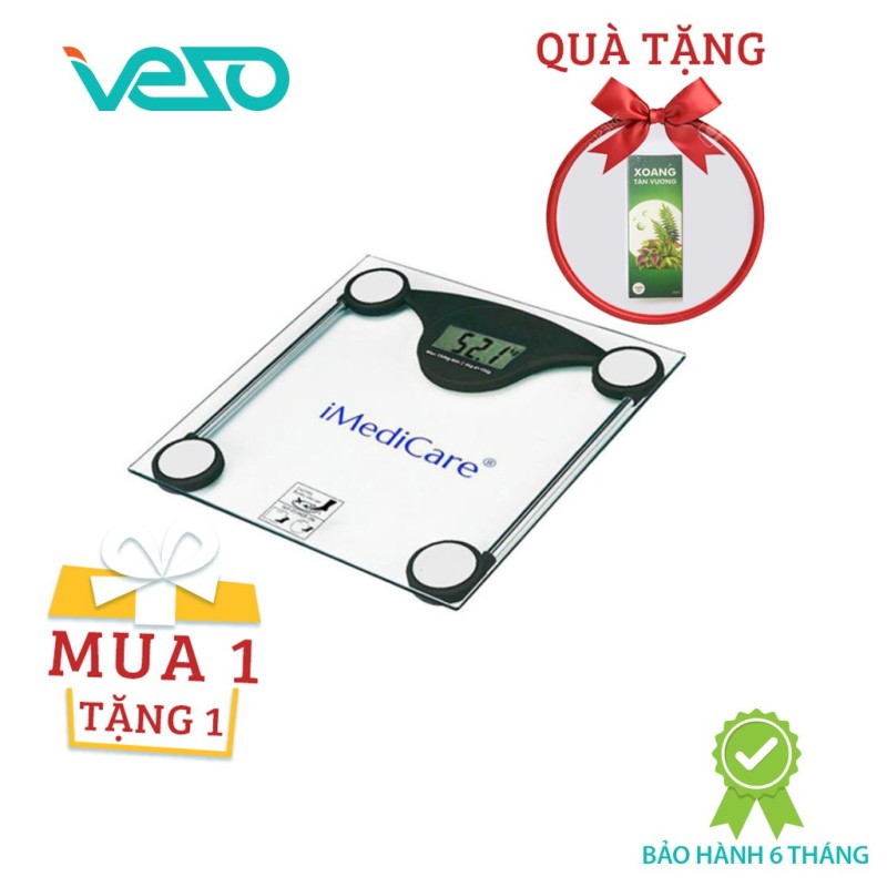 Cân sức khỏe điện tử IMEDICARE IS-303 - Mặt cân kính cao cấp, Công nghệ cảm biến thông minh, màn hình lớn LCD - Hàng chính hãng - Bảo hành 6 tháng