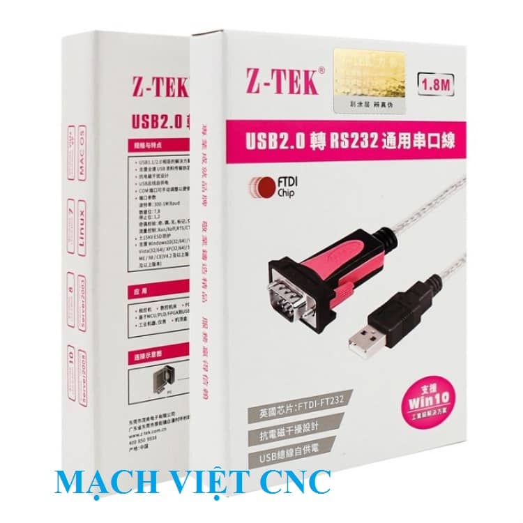 Cáp nạp PLC Mitshubishi Ztek chuẩn USB to RS232 (chip FT232)