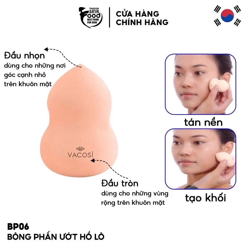 Bông phấn ướt hồ lô vacosi pear blender pro sponge bp06
