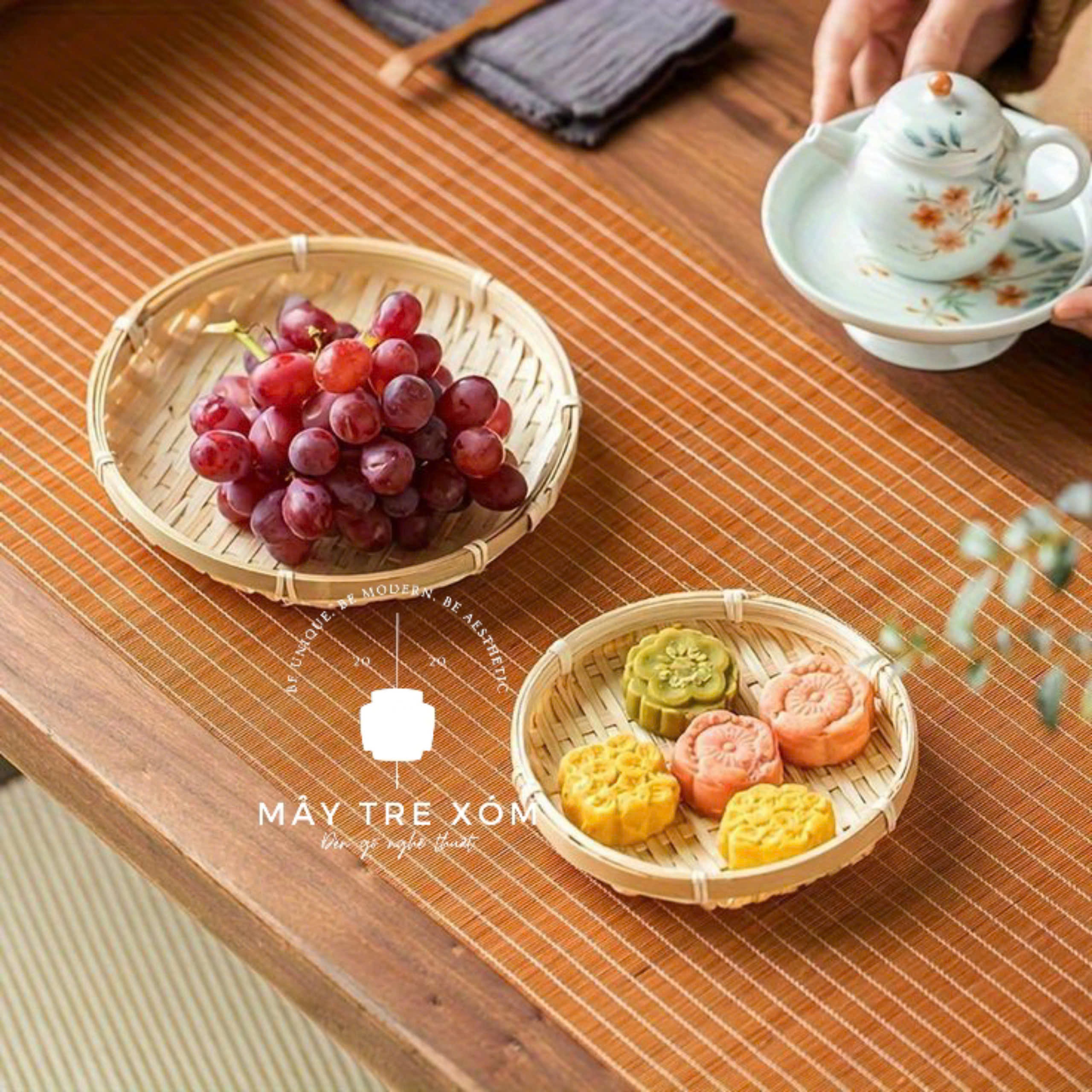 Mẹt tre  trắng trang trí decor