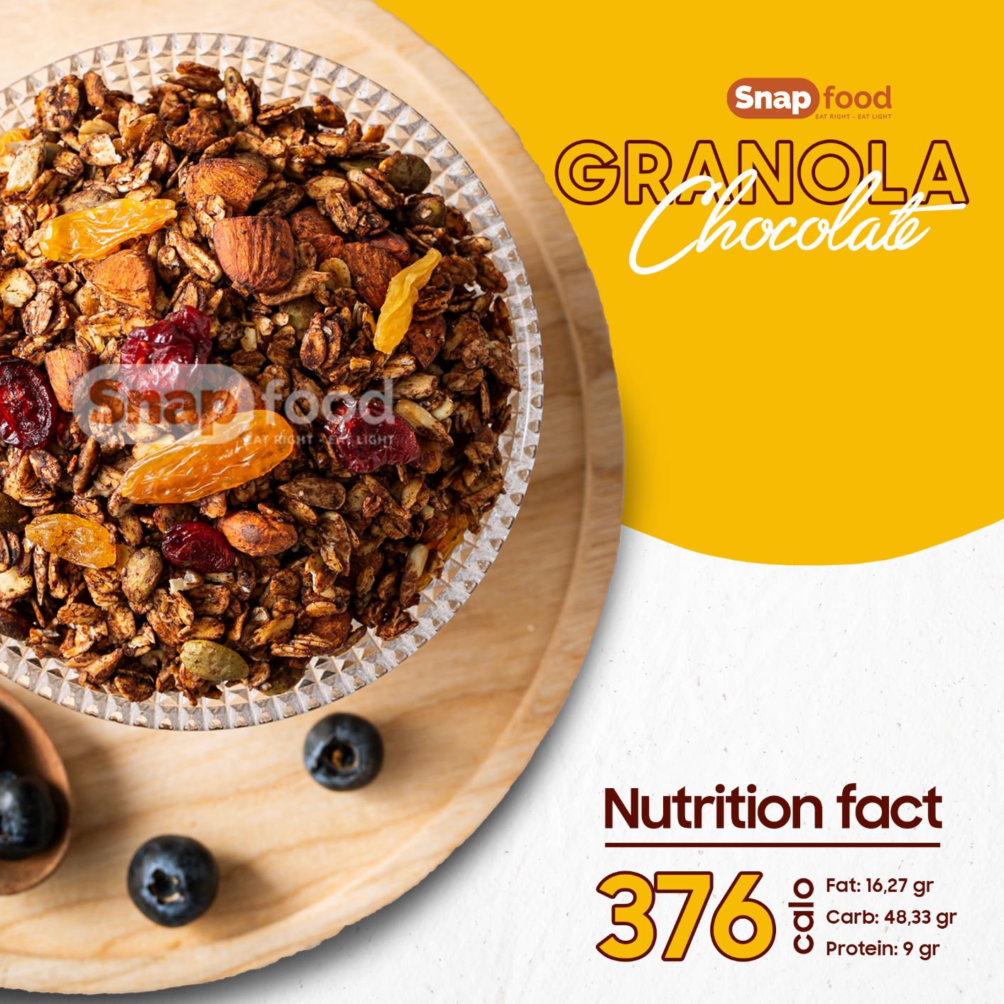 Ngũ cốc GIẢM CÂN ĂN KIÊNG - Granola vị Socola Chocolate 500g - Snap Food