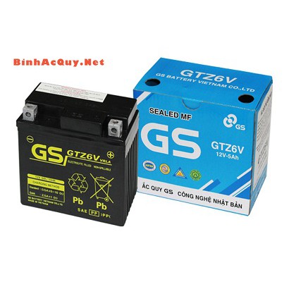 Ắc quy xe máy honda vison, air blade, winner x, lead, janus hãng gs gtz6v 12v-5ah