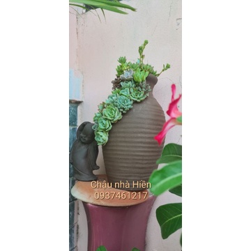 Chậu đất nung Bình Dương xẻ sọc thân m9xc25
