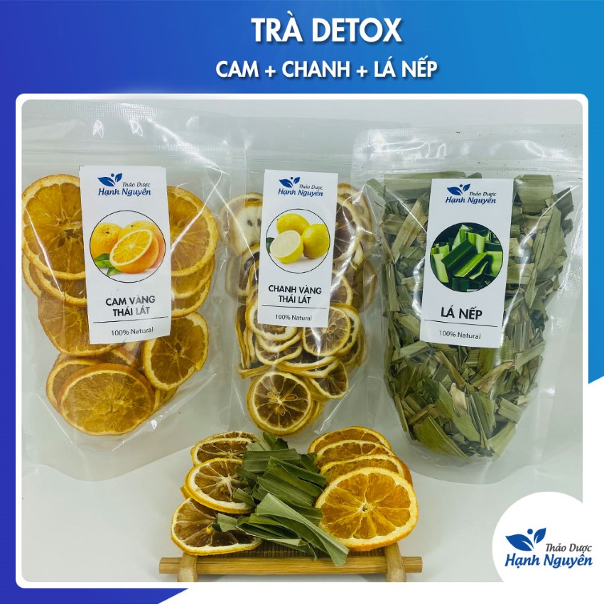 Detox cam chanh lá nếp - mỗi loại 100g, lá nếp 50g