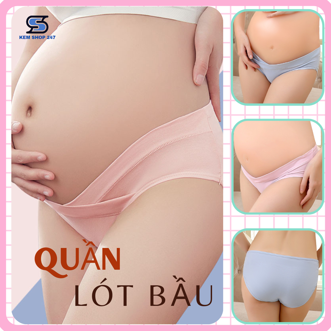 Combo 5 quần lót cho bà bầu cạp chéo cotton, chống hằn bụng,co giãn thoải mái túi zip cao cấp KEM SHOP 247