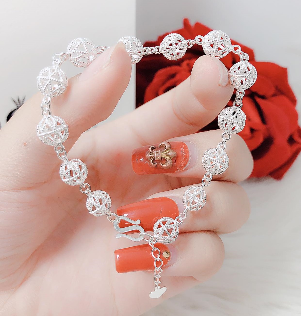 Lắc tay bạc bi cầu MS14