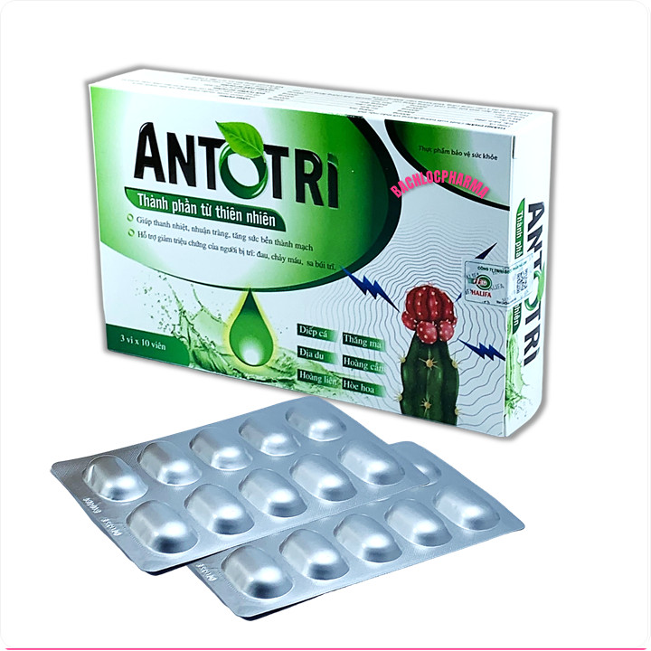Viên Uống Antotri - Giúp Giảm Triệu Chứng Đau Rát, Chảy Máu, Ngứa, Sa Búi Trĩ . Giúp Tăg Tính Bền Thành Mạch, . Giảm Táo Bón- Hộp 30 Viên