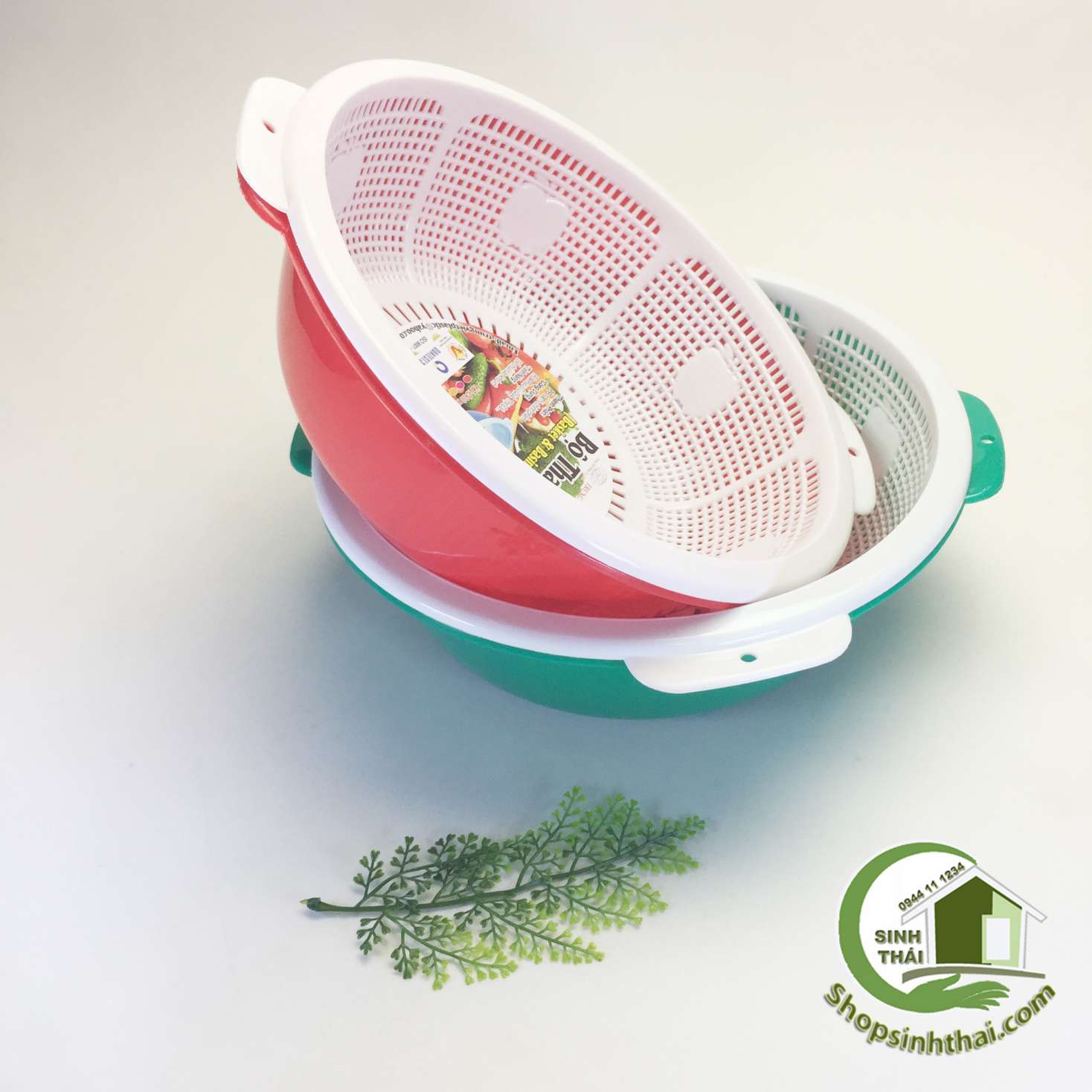 Bộ thau rổ đôi cao cấp rộng 28cm - giao màu ngẫu nhiên