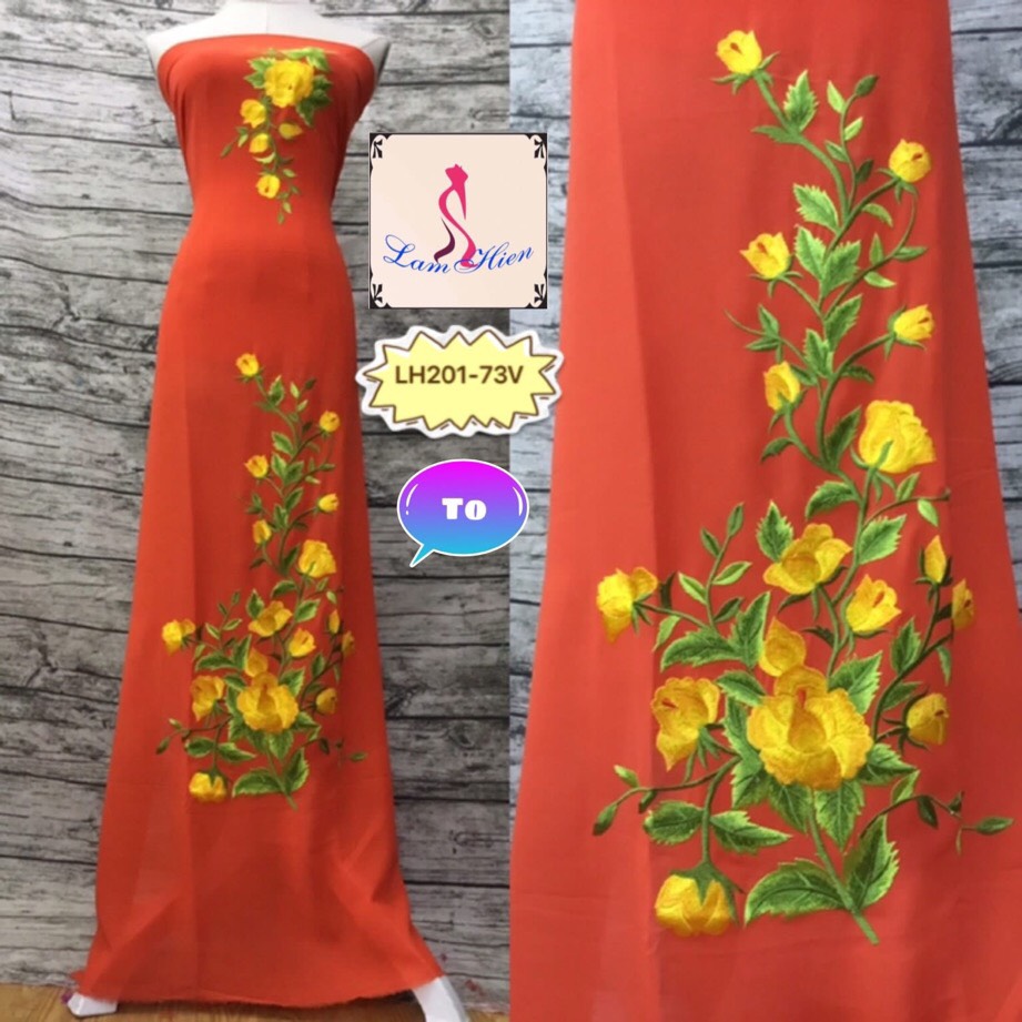 Lâm Hiền-Vải áo dài thêu LH201