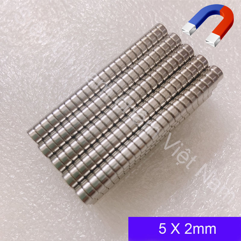 Nam châm tròn đất hiếm kích thước 5X2MM, nam châm lực hút siêu mạnh