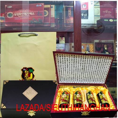 Cao hồng sâm núi Hàn Quốc Loại giàu hàm lượng soponin đóng hộp gỗ 250g x 4 hũ - Hàng khóa con rùa