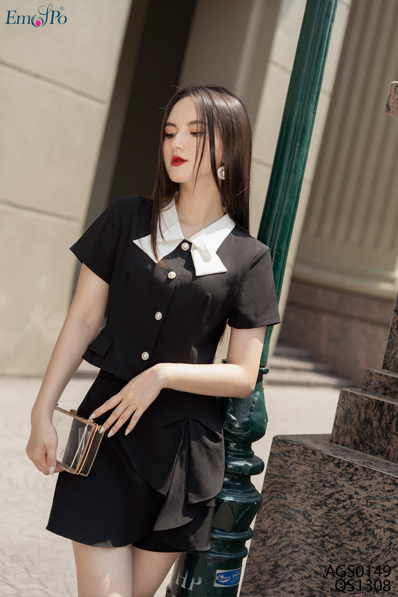 Quần sooc ngắn giả váy vạt lệch emspo qs1308