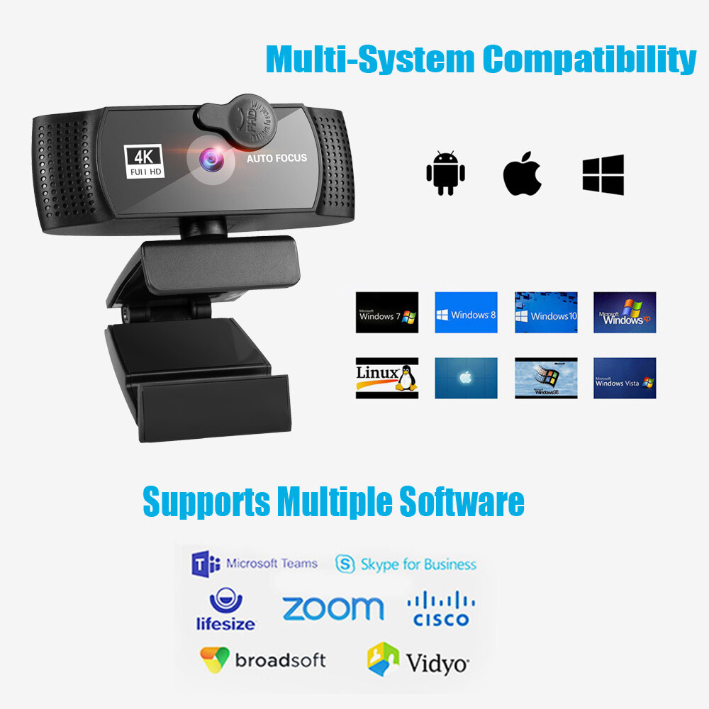 4K webcam full HD web camera with mic USB plug-in web camera for PC Mac laptop desktop