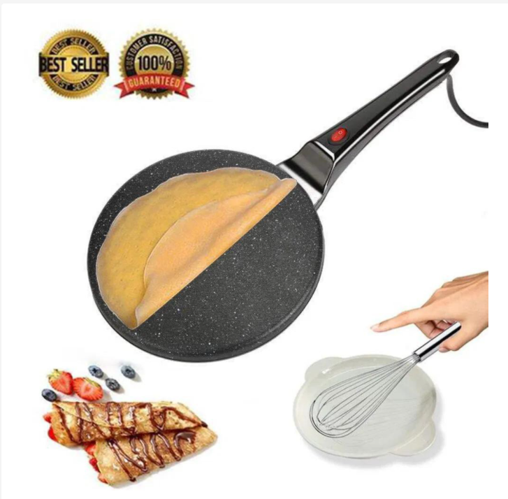 Chảo Điện Làm Bánh Pancake,Máy Làm Bánh Pancake,Máy Chuyên Làm Bánh Cuốn,Bánh Tráng, Bánh Crepe,Bánh Pancake Chảo Nướng Bánh Bằng Điện,Tặng Kèm Đĩa Và Đầu Khuấy Bột Thiết Kế Tinh Sảo,Đơn Giản Dễ Dùng